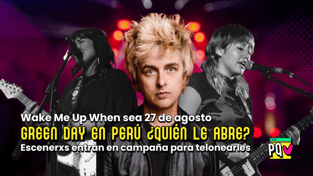 Billie Joe Armstrong en fotomontaje con Luchia de la banda 380 y Vanessa de Cometa a la deriva.
